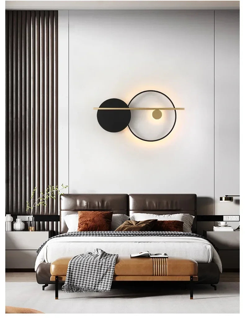 Living Room Wall Lamp Decoration Light Luxury Circular Sofa Background Atmosphere Lighting Simple Modern Nordic Bedroom Lights