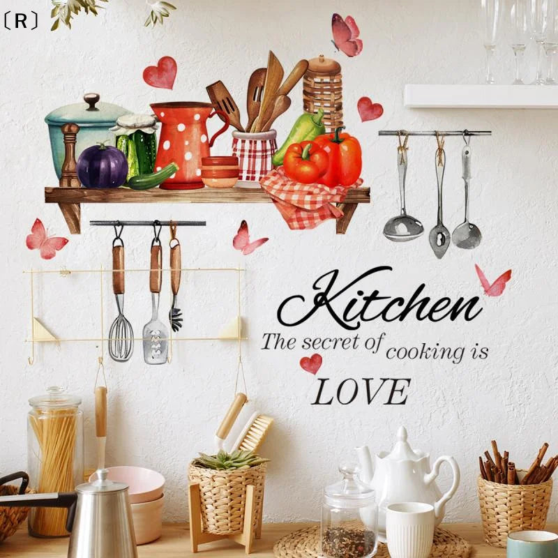 〔R〕Kitchen Supplies Pattern Wall Sticker For Kitchen Restaurant Background Decoration Mural Art Home Decor〔Winter2〕