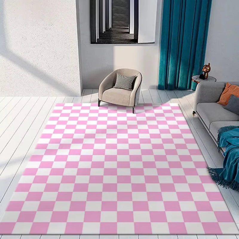 Living Room Decor Carpet Rugs Color Checkerboard Carpets for Bedroom Bedside Area Non-slip Floor Mat Kitchen Entrance Doormat