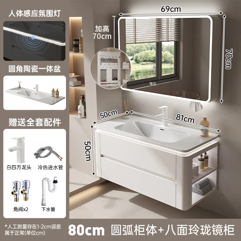 Led Light Ensuite Bathroom Cabinet Basin Designs Mirror Shelves Bathroom Cabinets Shower Organizer Banyo Dolabi Home Furniture