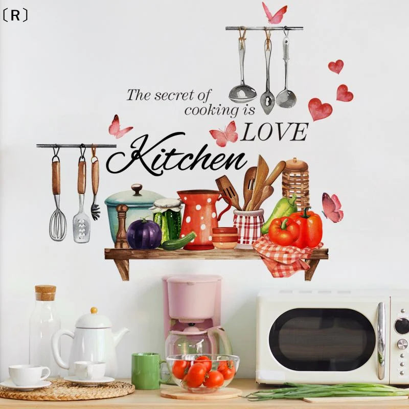 〔R〕Kitchen Supplies Pattern Wall Sticker For Kitchen Restaurant Background Decoration Mural Art Home Decor〔Winter2〕