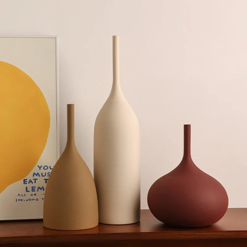 Handmade Ceramic Vase, Vintage Wabi-Sabi Living Room Decor, Morandi Style Home Decoration, living room decoration