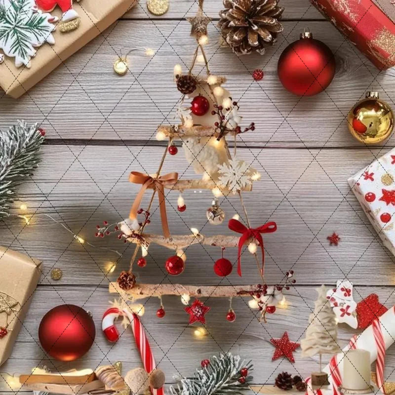DIY 1/5/7 Tier Wooden Xmas Decorations, Hanging Wall Ornament for Home, Indoor Outdoor Window Door Decor
