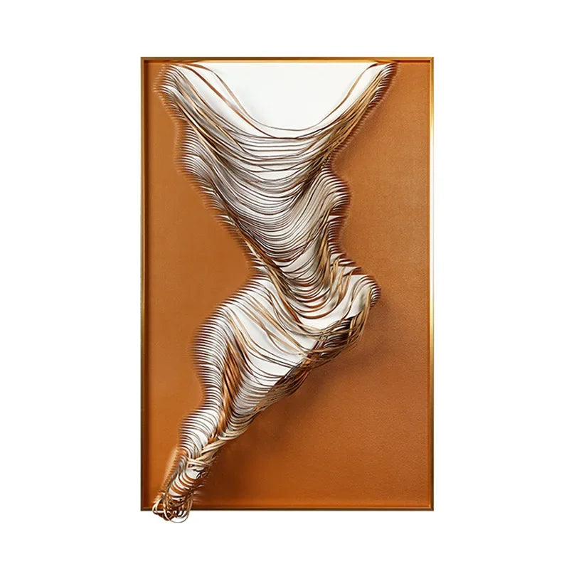 z Living Room Porch Decoration Framed Large Artwork Handmade Leather Abstract Painting Wall Decor Art 3D