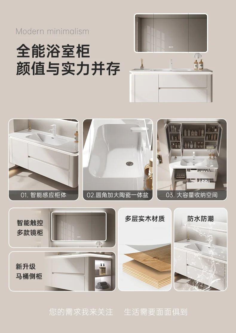 Led Light Ensuite Bathroom Cabinet Basin Designs Mirror Shelves Bathroom Cabinets Shower Organizer Banyo Dolabi Home Furniture