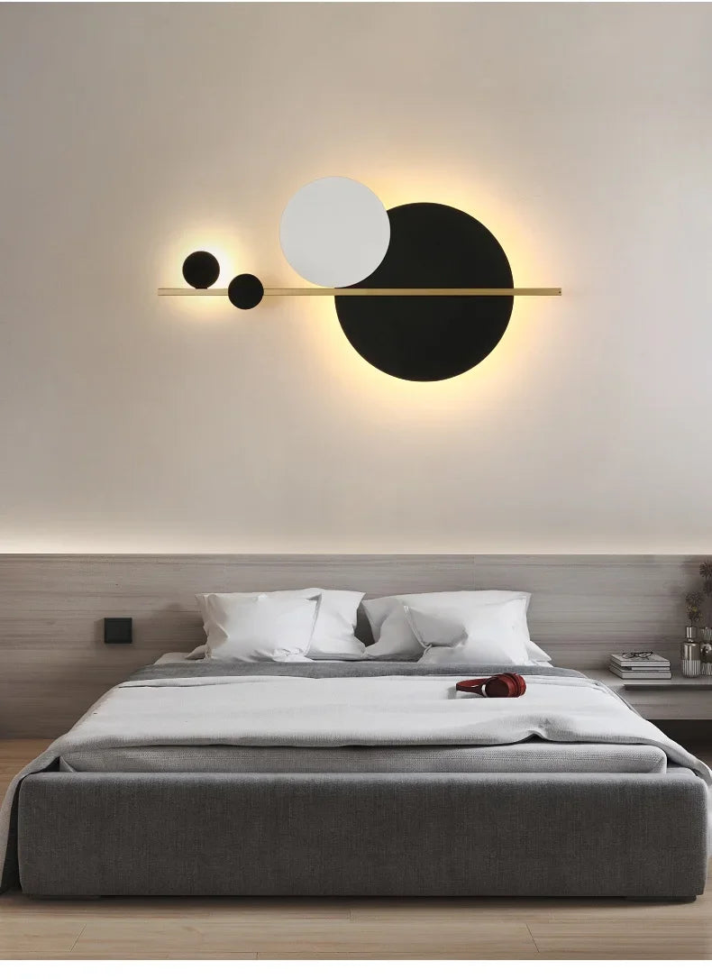 Living Room Wall Lamp Decoration Light Luxury Circular Sofa Background Atmosphere Lighting Simple Modern Nordic Bedroom Lights
