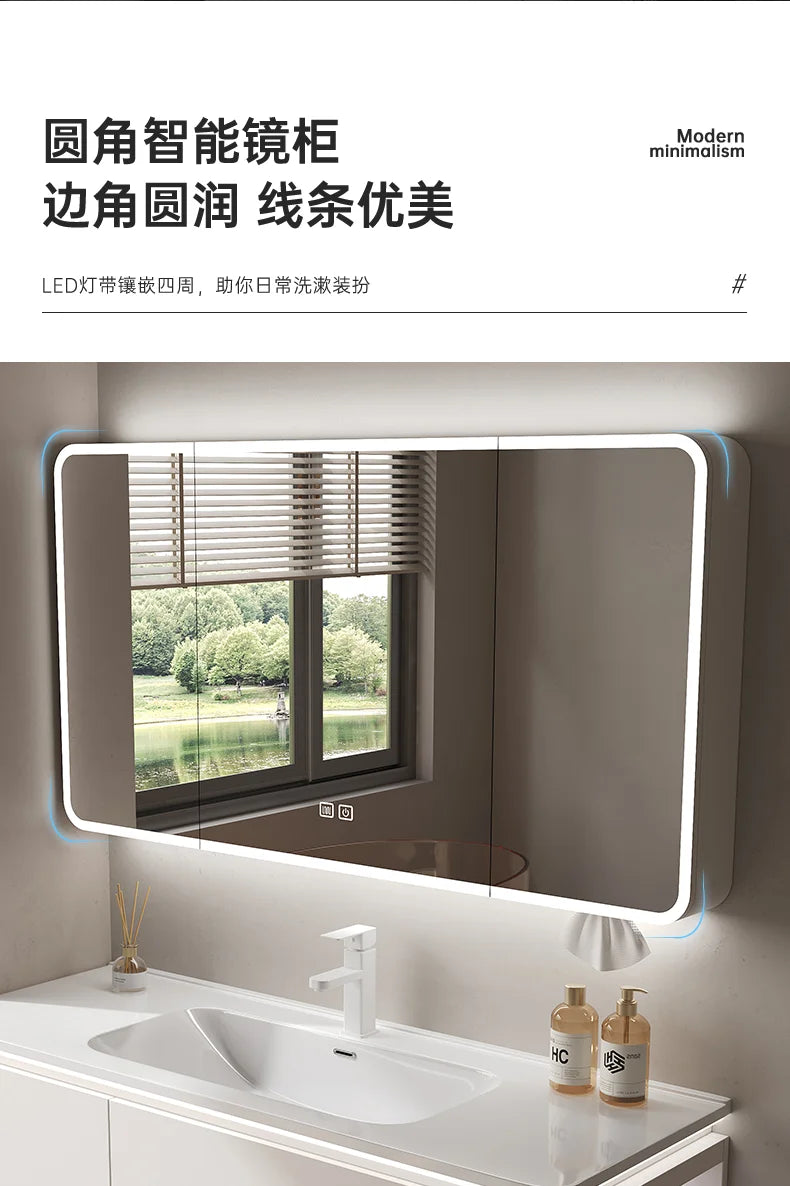 Led Light Ensuite Bathroom Cabinet Basin Designs Mirror Shelves Bathroom Cabinets Shower Organizer Banyo Dolabi Home Furniture