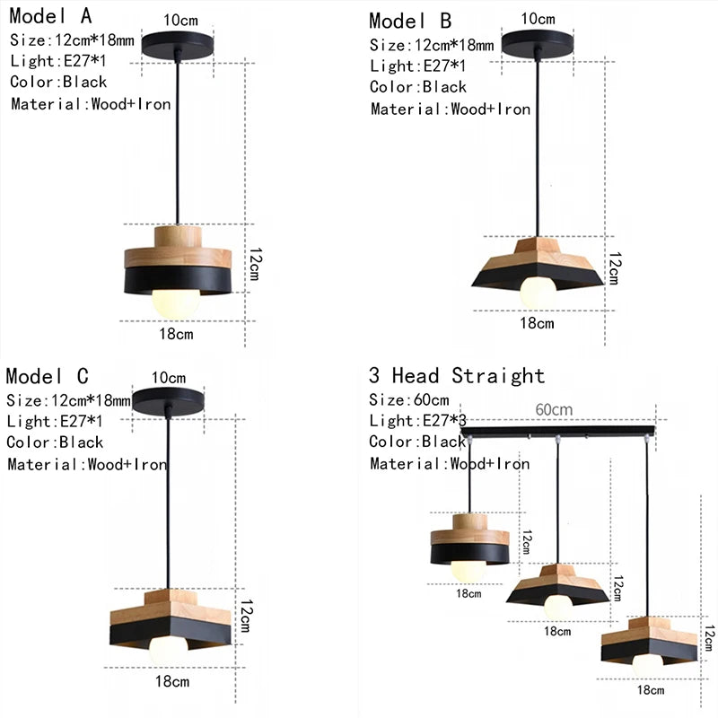 Modern Wood Chandelier Room Decor  Lighting for Living Room  Lamp for Bedroom Cafe or Restaurant Interior Decoration Lights