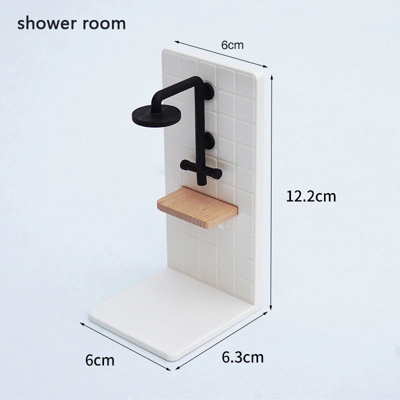 Scale 1/12 Dollhouse Bathroom Decor: Miniature Washbasin, Tub, Toilet Furniture; Creative Dollhouse Accessories