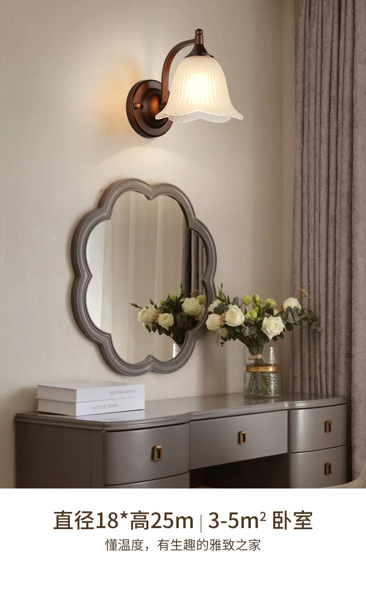 Bathroom Light Lighting with White Frosted Glass Shade, Wall Lamp for Mirror Kitchen Bedroom Living Room Porch