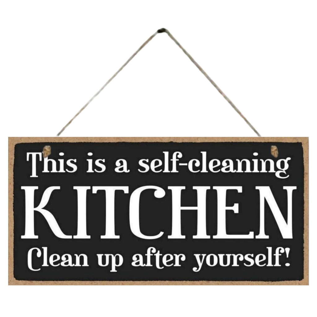 Kitchen Wooden Sign Wall Decor This Is A Self Cleaning Kitchen Bathroom Hanging Wall Art Decorative Wood Sign Home Decor