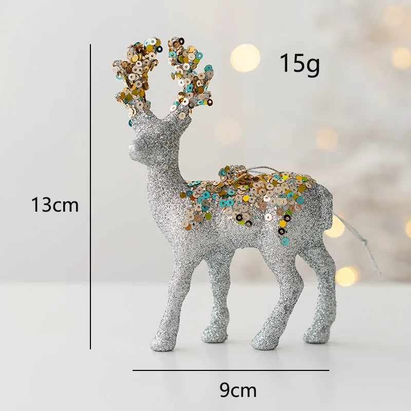 2026 Christmas Reindeer Elk Figurine Decoration Table Xmas Tree hanging Elk Ornament for Home Decor New Year Party Navidad gift