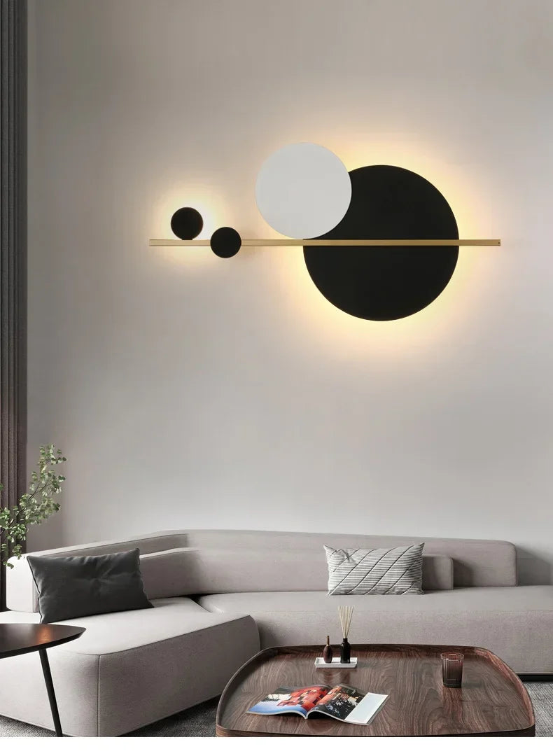 Living Room Wall Lamp Decoration Light Luxury Circular Sofa Background Atmosphere Lighting Simple Modern Nordic Bedroom Lights