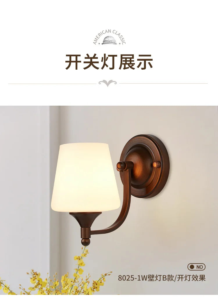 Bathroom Light Lighting with White Frosted Glass Shade, Wall Lamp for Mirror Kitchen Bedroom Living Room Porch