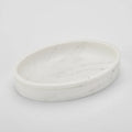 Bathroom Decor White Marble Oval Resin Soap Dish
