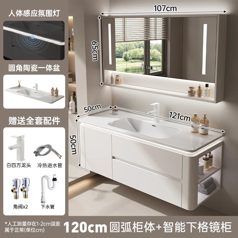 Led Light Ensuite Bathroom Cabinet Basin Designs Mirror Shelves Bathroom Cabinets Shower Organizer Banyo Dolabi Home Furniture
