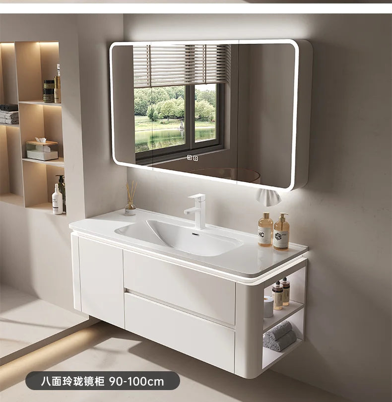 Led Light Ensuite Bathroom Cabinet Basin Designs Mirror Shelves Bathroom Cabinets Shower Organizer Banyo Dolabi Home Furniture