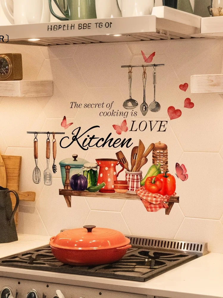 〔R〕Kitchen Supplies Pattern Wall Sticker For Kitchen Restaurant Background Decoration Mural Art Home Decor〔Winter2〕