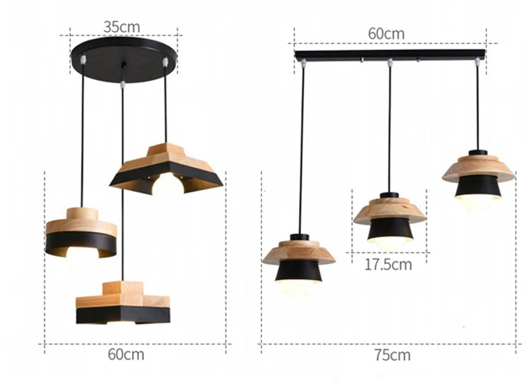 Modern Wood Chandelier Room Decor  Lighting for Living Room  Lamp for Bedroom Cafe or Restaurant Interior Decoration Lights