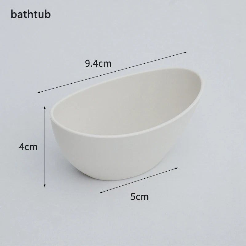 Scale 1/12 Dollhouse Bathroom Decor: Miniature Washbasin, Tub, Toilet Furniture; Creative Dollhouse Accessories