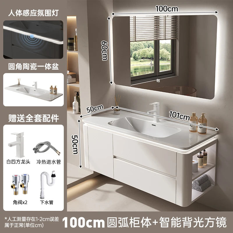 Led Light Ensuite Bathroom Cabinet Basin Designs Mirror Shelves Bathroom Cabinets Shower Organizer Banyo Dolabi Home Furniture