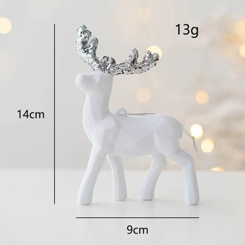 2026 Christmas Reindeer Elk Figurine Decoration Table Xmas Tree hanging Elk Ornament for Home Decor New Year Party Navidad gift