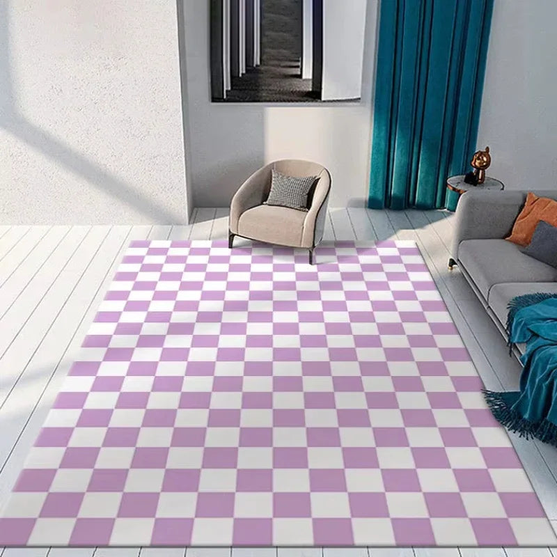 Living Room Decor Carpet Rugs Color Checkerboard Carpets for Bedroom Bedside Area Non-slip Floor Mat Kitchen Entrance Doormat