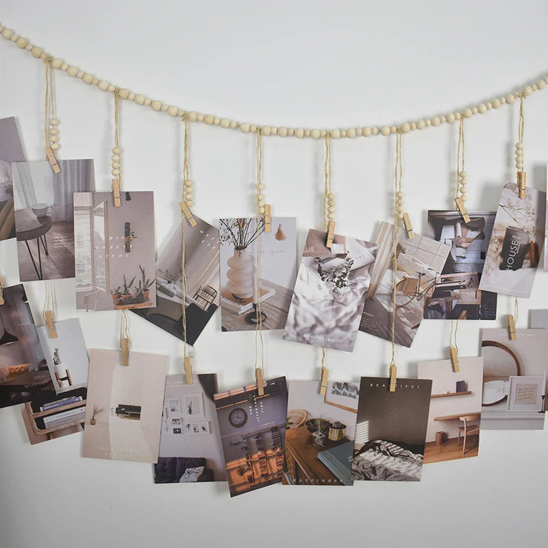 【xxx】Photo  Wall Hanging Decor Boho Home Decoration Wooden Beads Macrame Tapestry For Wall Hanging Room Decors Aesthetic Gift