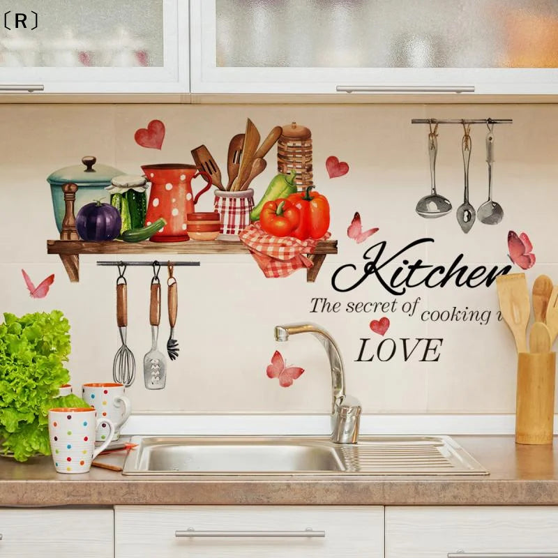 〔R〕Kitchen Supplies Pattern Wall Sticker For Kitchen Restaurant Background Decoration Mural Art Home Decor〔Winter2〕