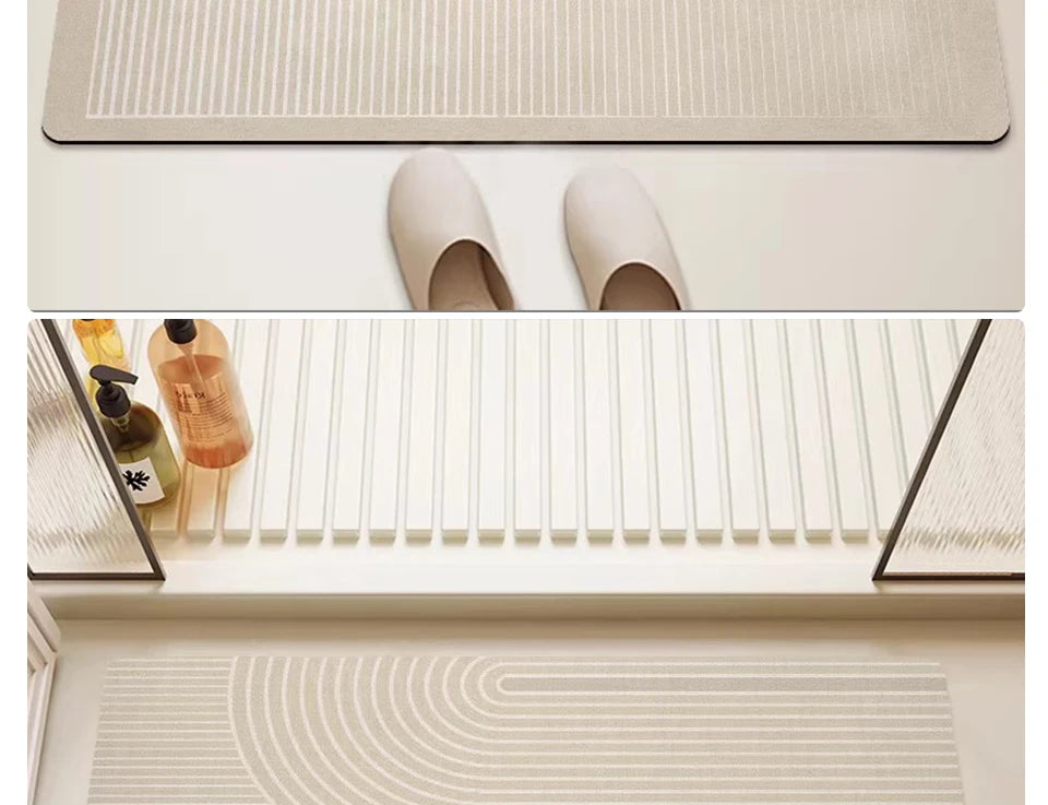 Bathroom Carpet Home Decor Rug Absorbent Non-Slip Floor Mat Japanese Minimalist Lines Diatom Mud Rugs Toilet Area Alfombra 양탄자