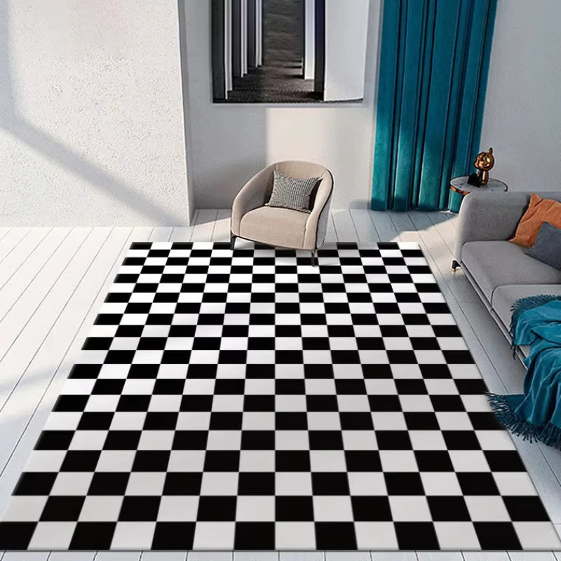 Living Room Decor Carpet Rugs Color Checkerboard Carpets for Bedroom Bedside Area Non-slip Floor Mat Kitchen Entrance Doormat