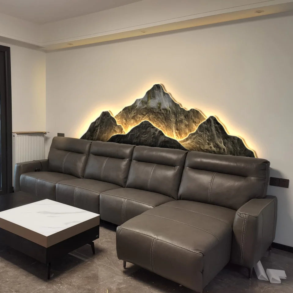 Modern Living room background Wall lamp Mountains Full Moon Sconce Arts Prints Posters Lighting Bedside Mural Lamp Home Decor