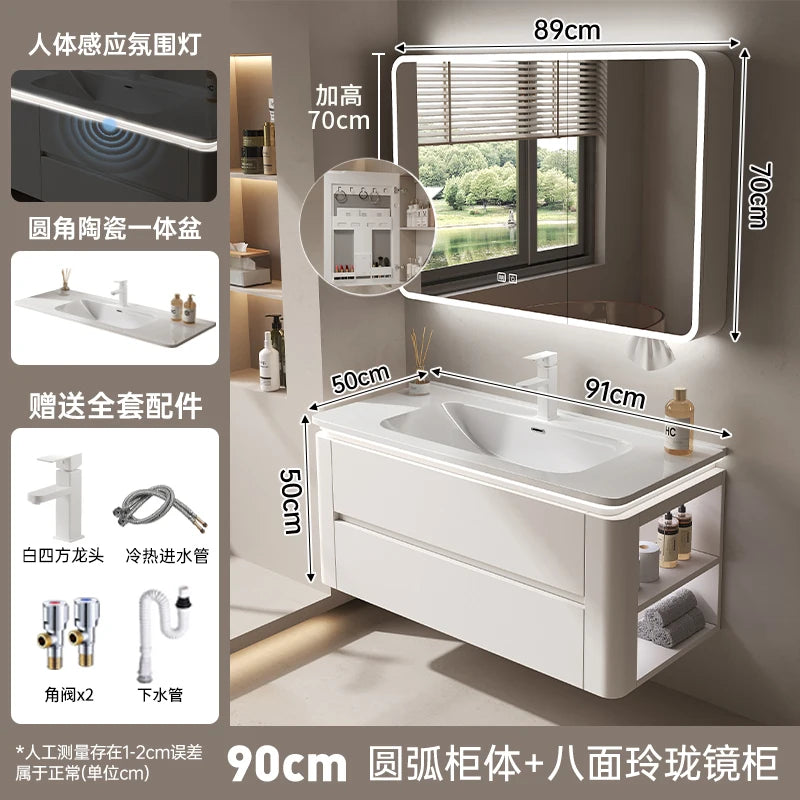 Led Light Ensuite Bathroom Cabinet Basin Designs Mirror Shelves Bathroom Cabinets Shower Organizer Banyo Dolabi Home Furniture