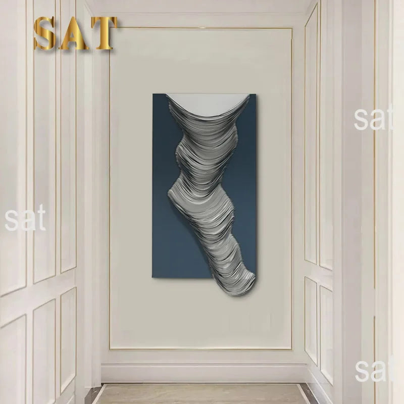 z Living Room Porch Decoration Framed Large Artwork Handmade Leather Abstract Painting Wall Decor Art 3D