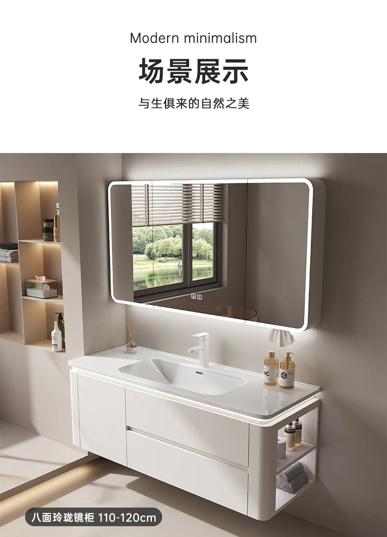 Led Light Ensuite Bathroom Cabinet Basin Designs Mirror Shelves Bathroom Cabinets Shower Organizer Banyo Dolabi Home Furniture
