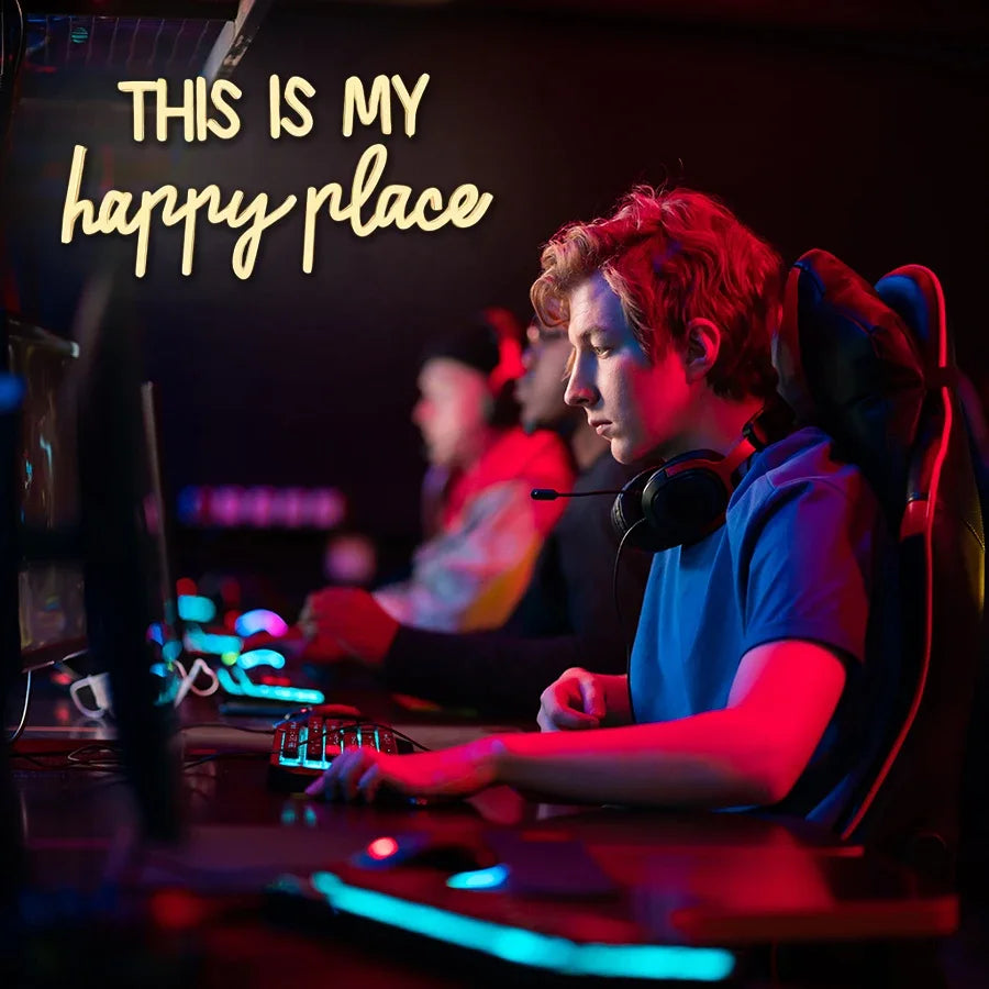 Home Decor This Is My Happy Place Led Neon Light Sign Bedroom Kids Room Birthday Party Christmas Wall Sign decor  Home Bar Pub