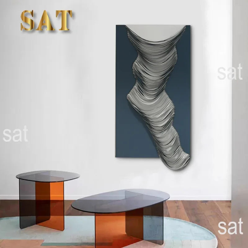 z Living Room Porch Decoration Framed Large Artwork Handmade Leather Abstract Painting Wall Decor Art 3D