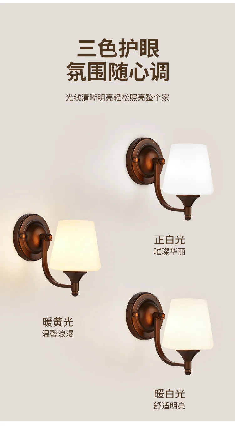 Bathroom Light Lighting with White Frosted Glass Shade, Wall Lamp for Mirror Kitchen Bedroom Living Room Porch