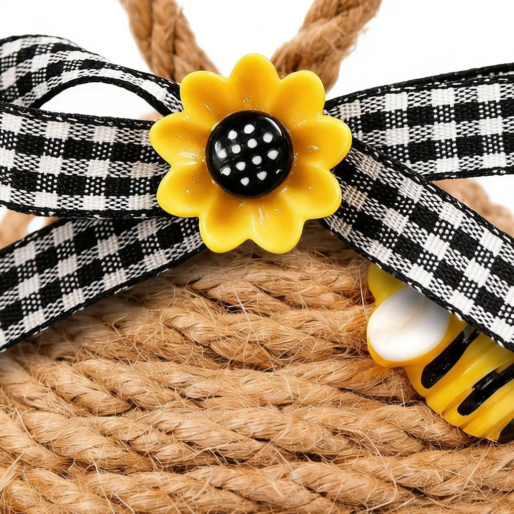 Bee Decorations for Home Cute Aesthetic Rope Ornament Honey Bee Hive Rustic Decor for Home Kitchen Bedroom Farmhouse Office