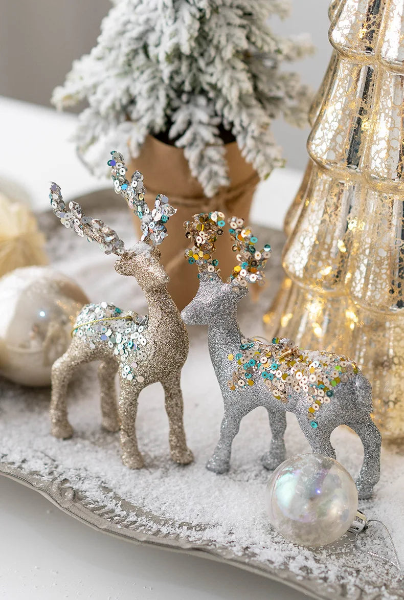 2026 Christmas Reindeer Elk Figurine Decoration Table Xmas Tree hanging Elk Ornament for Home Decor New Year Party Navidad gift