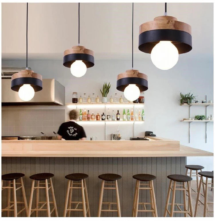 Modern Wood Chandelier Room Decor  Lighting for Living Room  Lamp for Bedroom Cafe or Restaurant Interior Decoration Lights