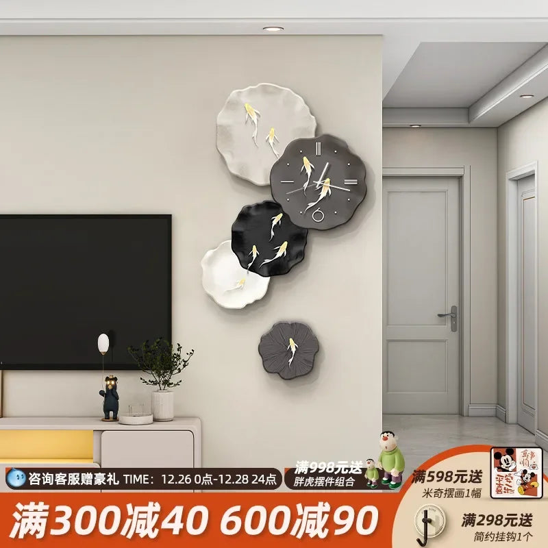 Abstract Art Living Room Decorative Painting Wall Clock Background Wall Clock Decoration Clocks Wall Home Decor