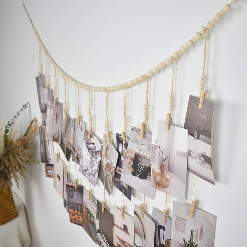 【xxx】Photo  Wall Hanging Decor Boho Home Decoration Wooden Beads Macrame Tapestry For Wall Hanging Room Decors Aesthetic Gift