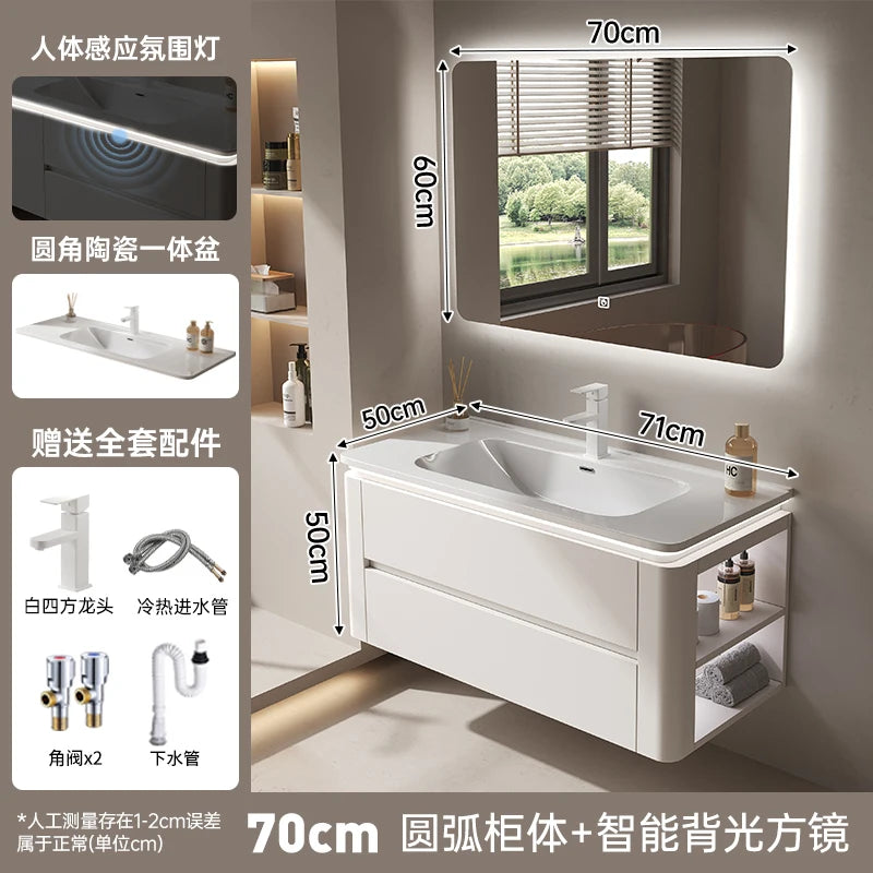 Led Light Ensuite Bathroom Cabinet Basin Designs Mirror Shelves Bathroom Cabinets Shower Organizer Banyo Dolabi Home Furniture