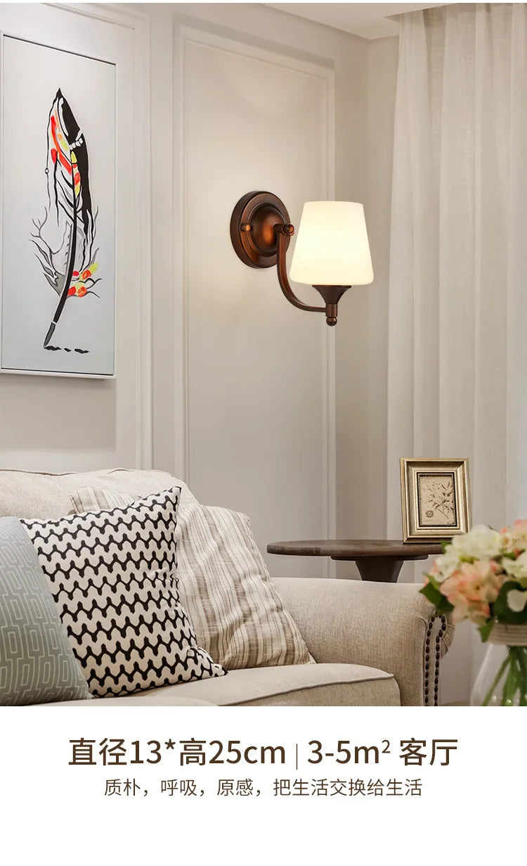 Bathroom Light Lighting with White Frosted Glass Shade, Wall Lamp for Mirror Kitchen Bedroom Living Room Porch