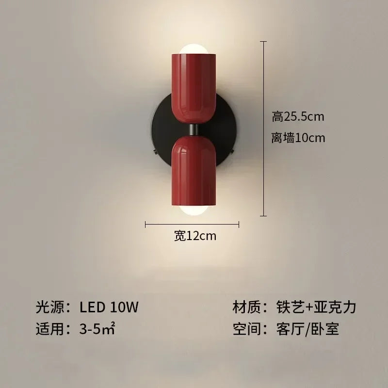 French Wall Sconces Double Headed Multicolor Hallway Bathroom Bedhead Lighting Decor Creative Contrast Color Post Modern