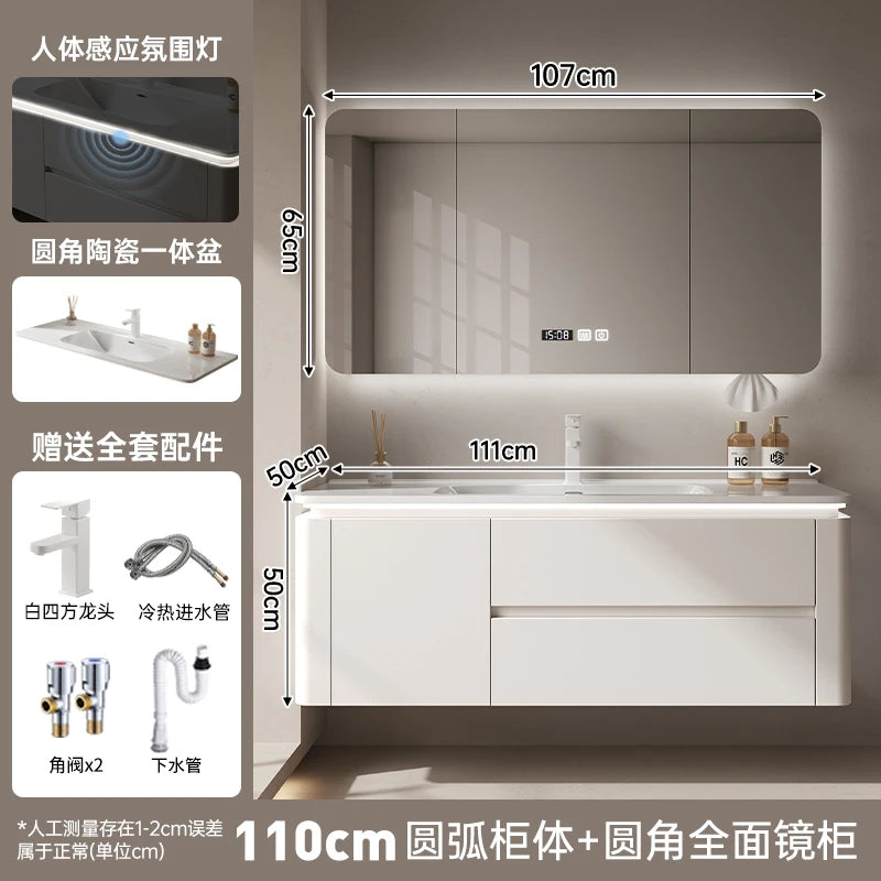 Led Light Ensuite Bathroom Cabinet Basin Designs Mirror Shelves Bathroom Cabinets Shower Organizer Banyo Dolabi Home Furniture