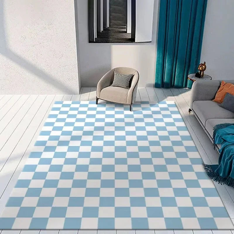 Living Room Decor Carpet Rugs Color Checkerboard Carpets for Bedroom Bedside Area Non-slip Floor Mat Kitchen Entrance Doormat