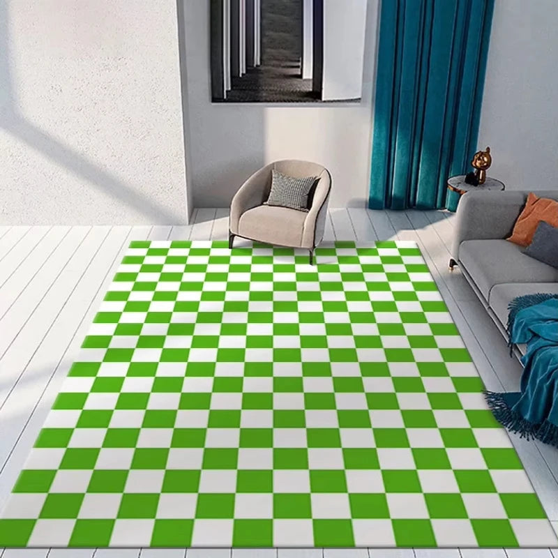Living Room Decor Carpet Rugs Color Checkerboard Carpets for Bedroom Bedside Area Non-slip Floor Mat Kitchen Entrance Doormat