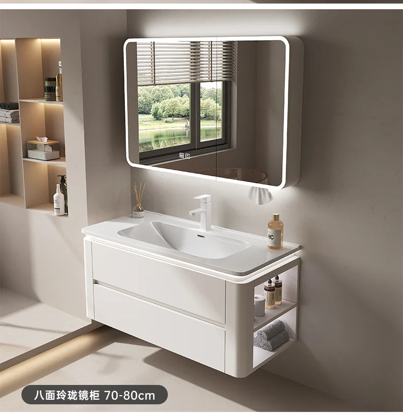 Led Light Ensuite Bathroom Cabinet Basin Designs Mirror Shelves Bathroom Cabinets Shower Organizer Banyo Dolabi Home Furniture